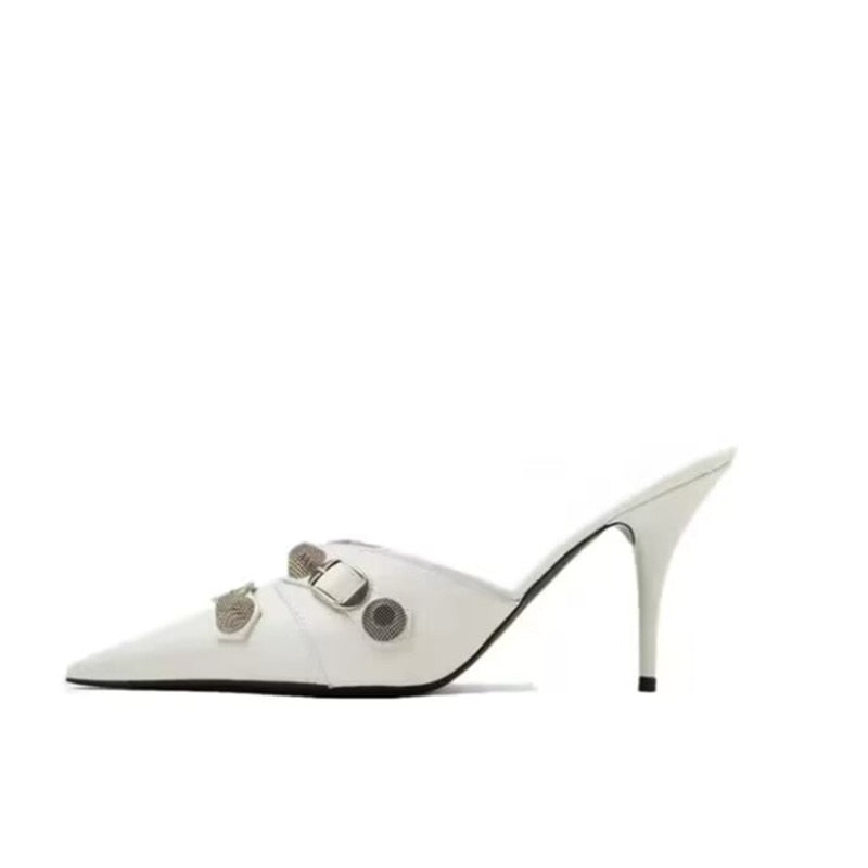 European and American Pointed Thin High-heeled Women's Single Shoe Fashion Rivets New Spring and Summer Sexy Women's Shoes