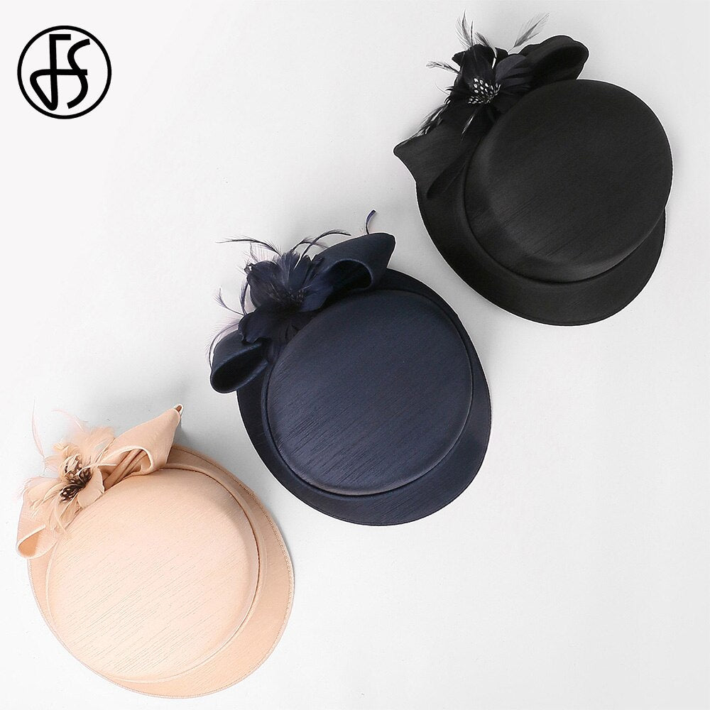 FS 2024 Luxury Woman Sun Hat Wedding Ceremony Fashion Elegant Millinery Tea Party Bowler Cap Flower Feather Bucket Hats Female