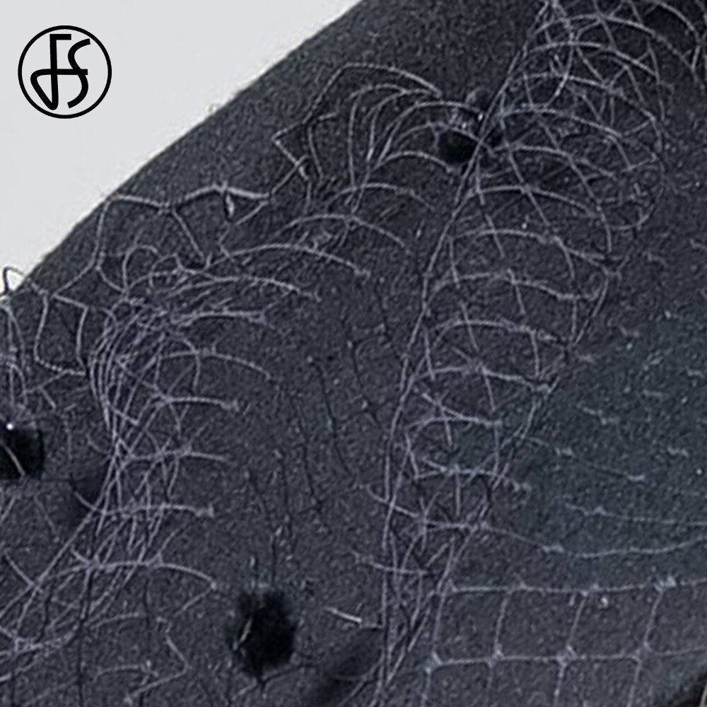 FS Elegant Church Kentucky Cap Ladies Luxury Wide Brim Black Wool Hats Fascinators For Women Cocktail Party Dress Fedoras 2024