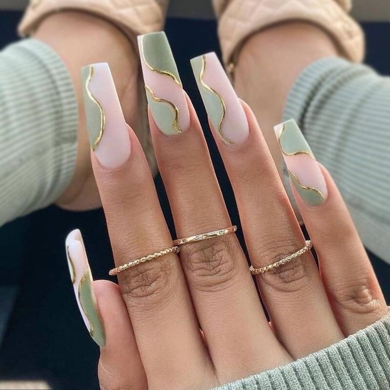 Fake Nails Heart Pattern Full Cover Fake Nails DIY Glue Press On Nails Nail Supplies For Professionals JP1437