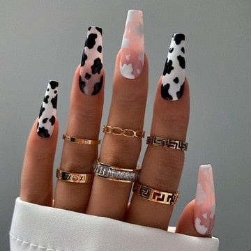 Fake Nails Heart Pattern Full Cover Fake Nails DIY Glue Press On Nails Nail Supplies For Professionals JP1399