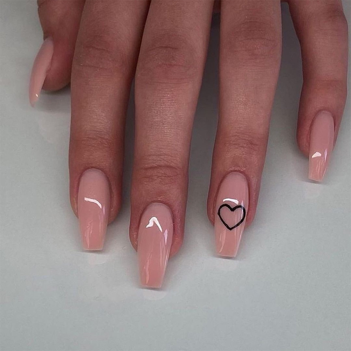 Fake Nails Heart Pattern Full Cover Fake Nails DIY Glue Press On Nails Nail Supplies For Professionals JP-908