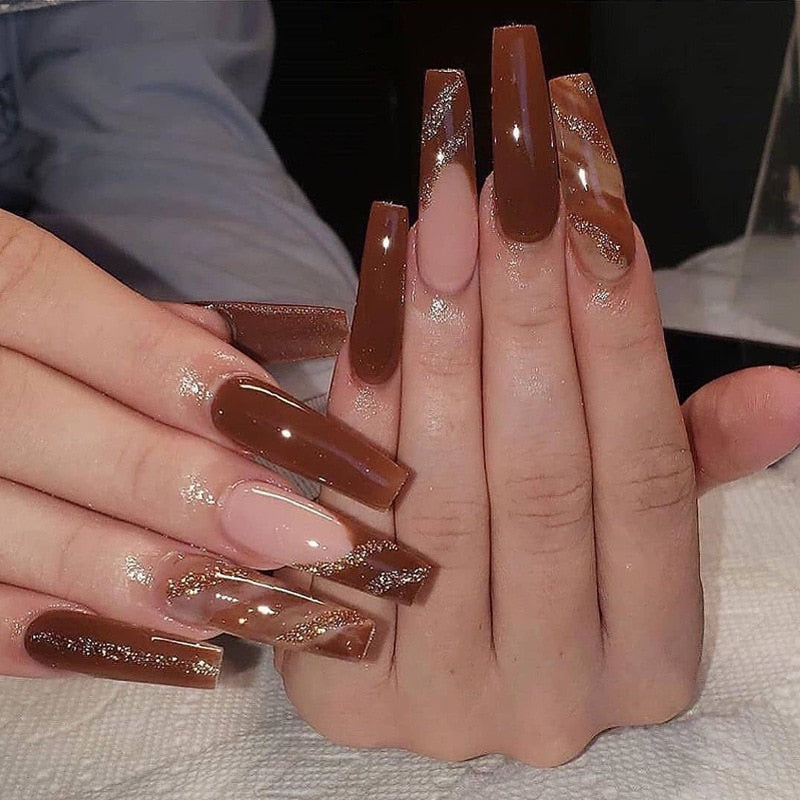 Fake Nails Heart Pattern Full Cover Fake Nails DIY Glue Press On Nails Nail Supplies For Professionals JP1446