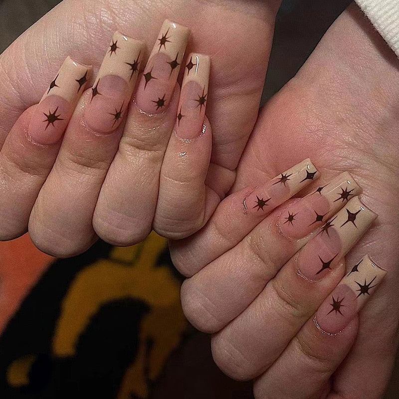 Fake Nails Heart Pattern Full Cover Fake Nails DIY Glue Press On Nails Nail Supplies For Professionals JP1730