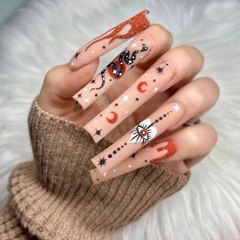 Fake Nails Heart Pattern Full Cover Fake Nails DIY Glue Press On Nails Nail Supplies For Professionals JP2202