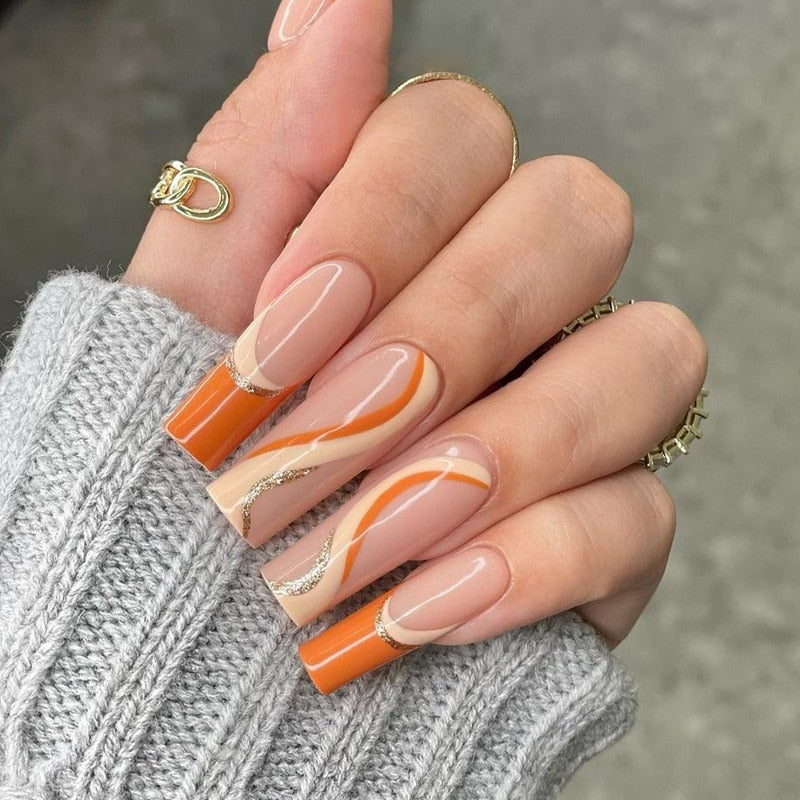 Fake Nails Heart Pattern Full Cover Fake Nails DIY Glue Press On Nails Nail Supplies For Professionals JP1456