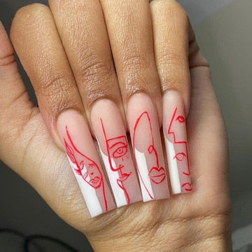 Fake Nails Heart Pattern Full Cover Fake Nails DIY Glue Press On Nails Nail Supplies For Professionals JP1436