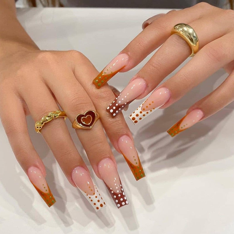 Fake Nails Heart Pattern Full Cover Fake Nails DIY Glue Press On Nails Nail Supplies For Professionals JP1435