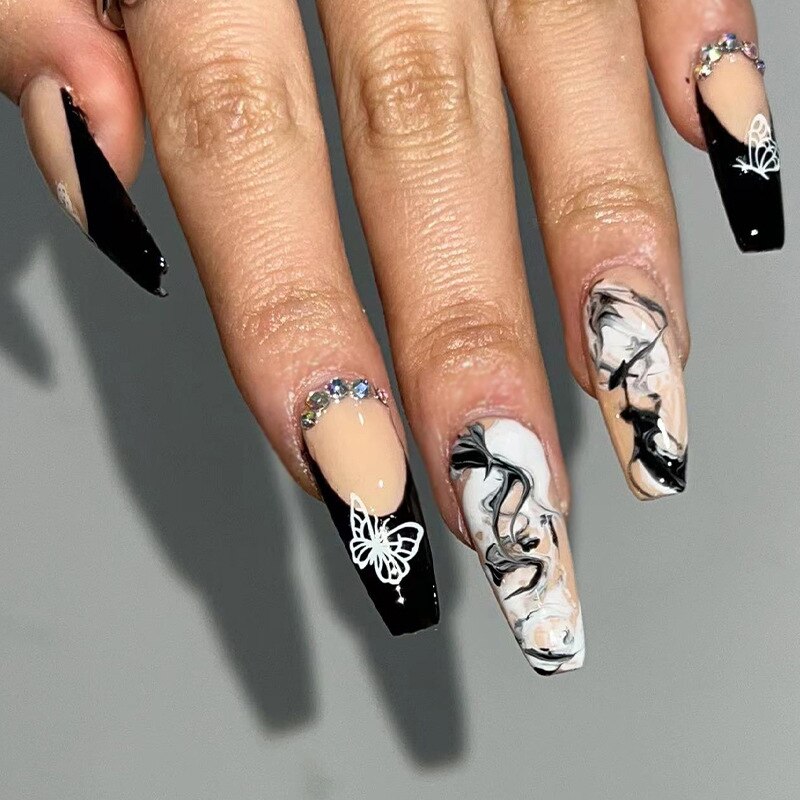 Fake Nails Heart Pattern Full Cover Fake Nails DIY Glue Press On Nails Nail Supplies For Professionals JP1583