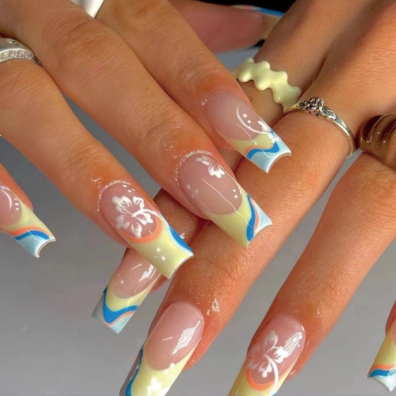 Fake Nails Heart Pattern Full Cover Fake Nails DIY Glue Press On Nails Nail Supplies For Professionals JP1845
