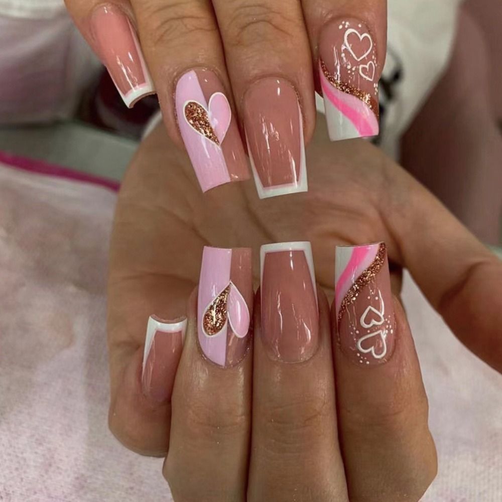 Fake Nails Press On False Nail Advanced Nail Art Wearable French With Rhinestone Glitter Designs Designs Nail Tips DIY Tools JP2041