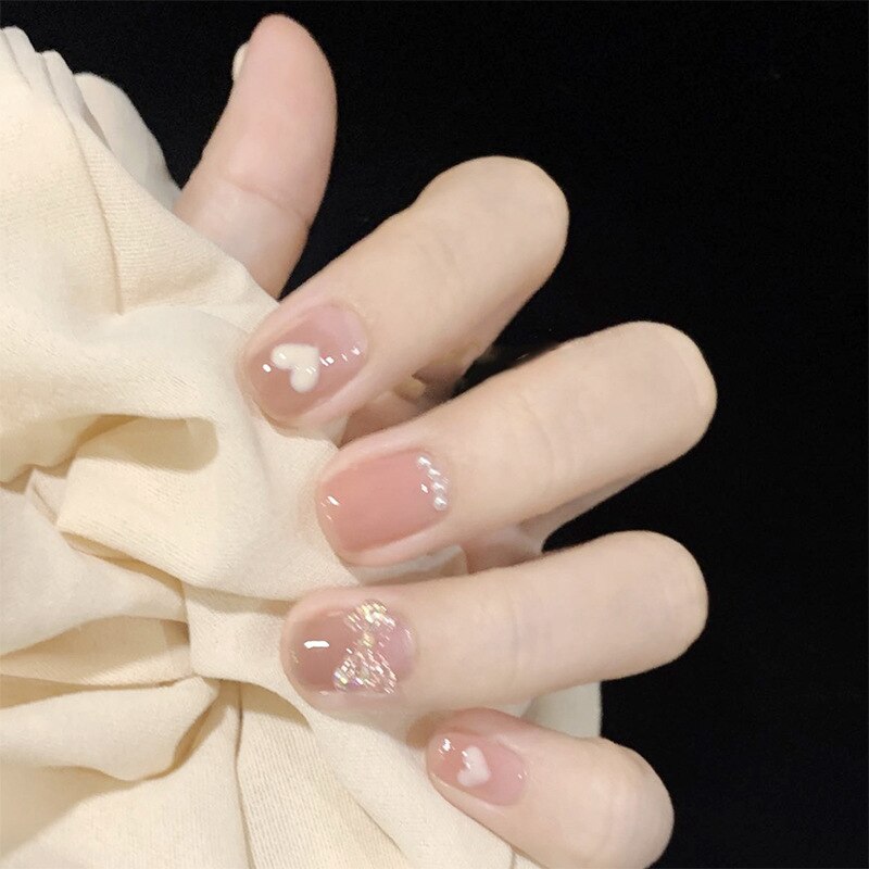 Fake Nails Sets Press on Ballet False Nails with Flower Designs Removable Acrylic Artificial Nails Glitter Nails Art Long Tips 1114