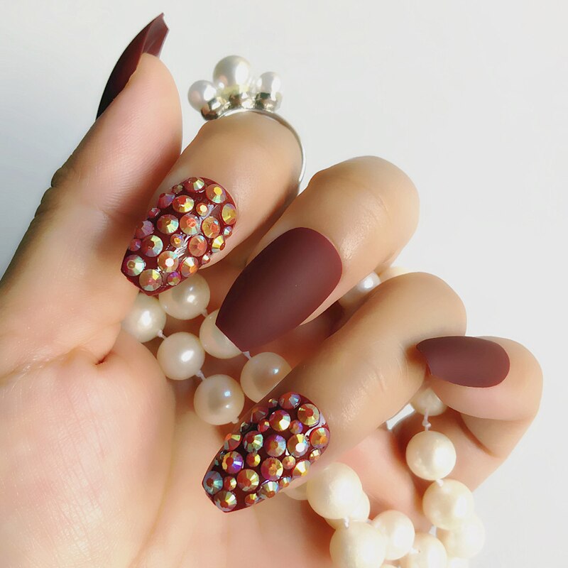 Fake nails 24pcs/set coffin artificial nails tips Custom Rhinestone press on nail false nails art tools Accessories HL28007