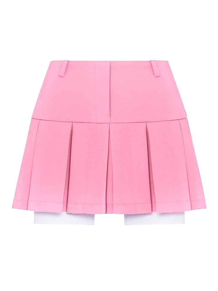 Fall Women Blazer Suit Two Piece Sets Turn-down Collar Blazers Tops And Pleated Skirts Femme High Street Y2K Outfits Only Pink Skirts