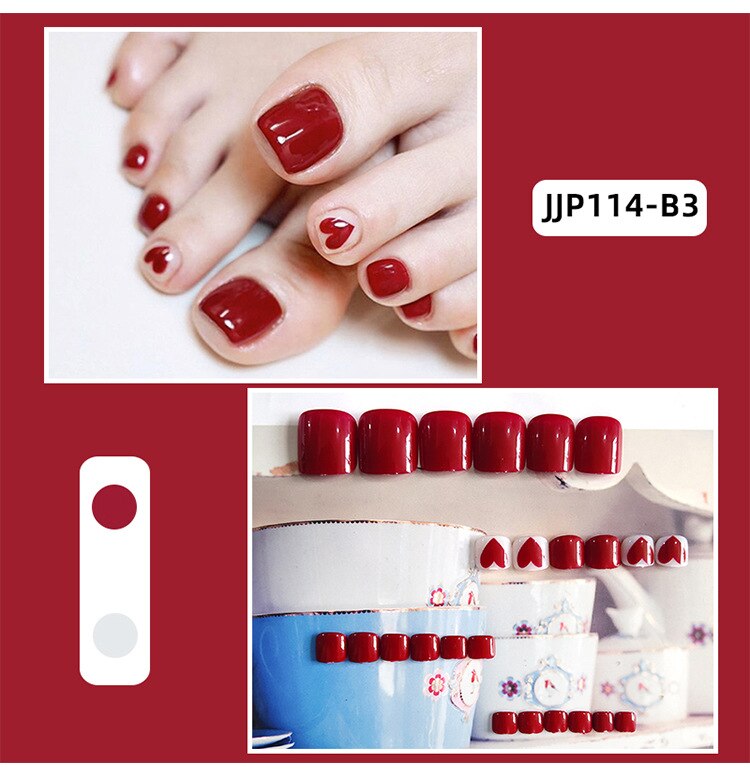 False Toe Nails Summer Simple Wearable Fake Toenails Set Press On Nail French Removable Nail Stickers With Glue For Girls 24pcs 40