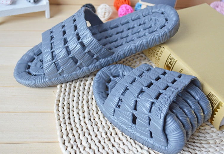 Family Bathroom Slippers Home Indoor Non-slip Unisex Solid Soft Bottom Slipper Sandals Women and Men Slippers Flat Shoes Gray for men