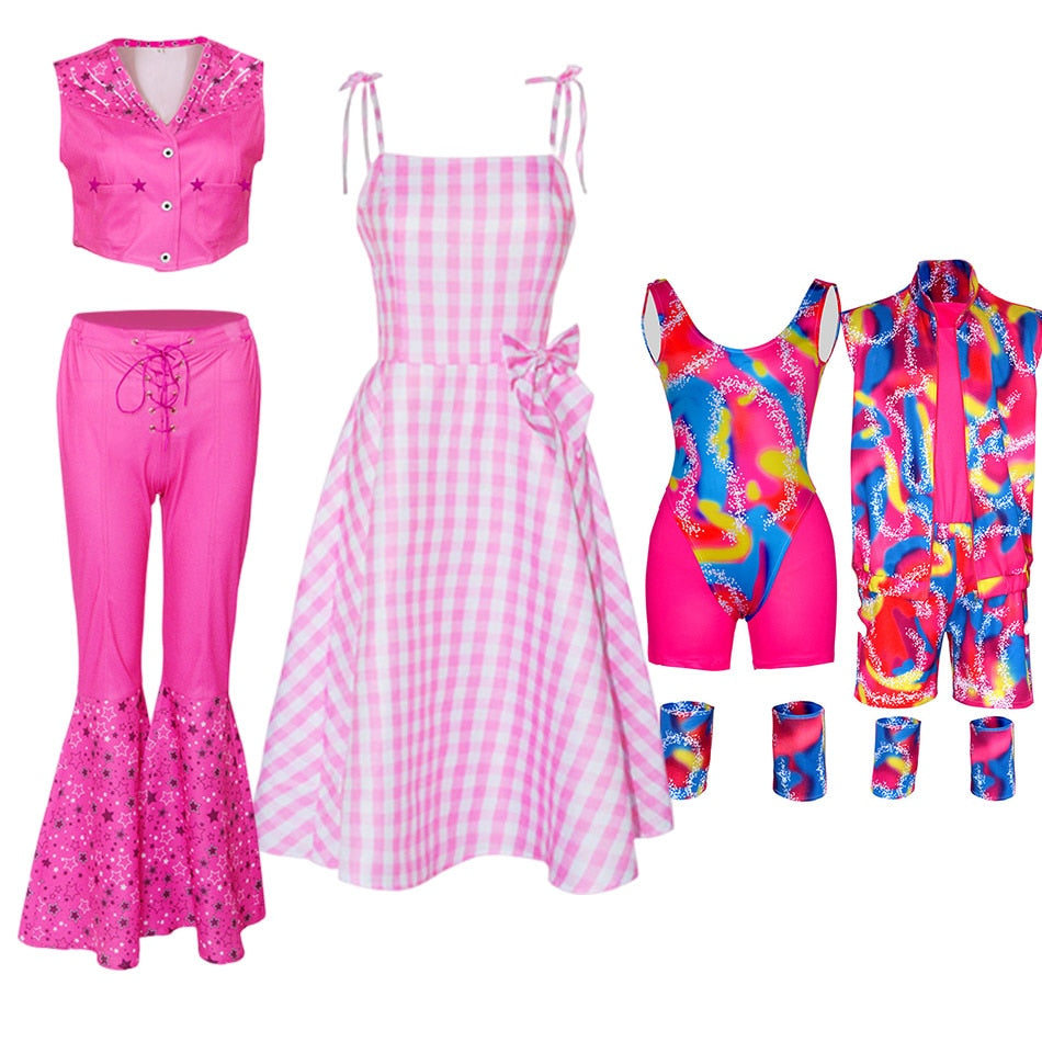 Fancy Barbie Costume for Adult Adorable Pink Lady Cosplay Girls Clothing Woman Halloween Classic Doll Role Play Barbie Dress up