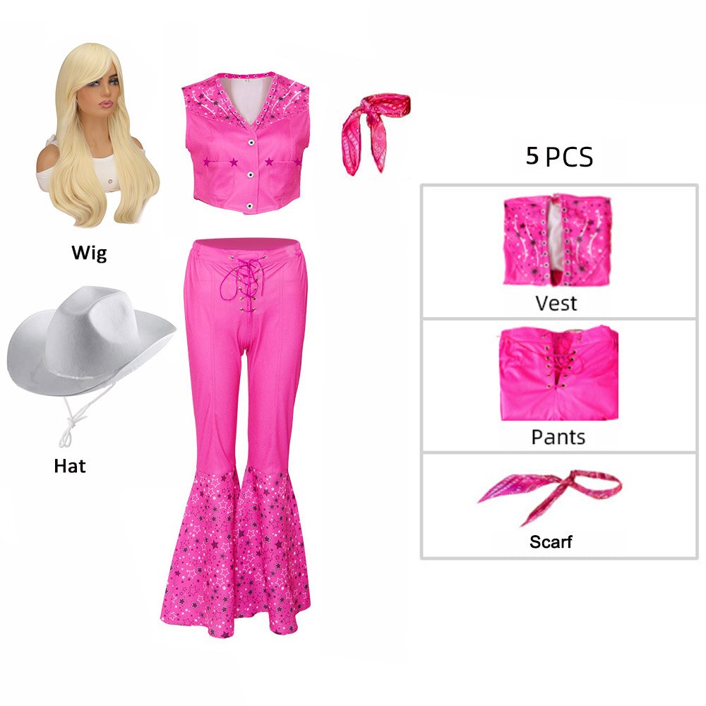 Fancy Barbie Costume for Adult Adorable Pink Lady Cosplay Girls Clothing Woman Halloween Classic Doll Role Play Barbie Dress up Dress up D