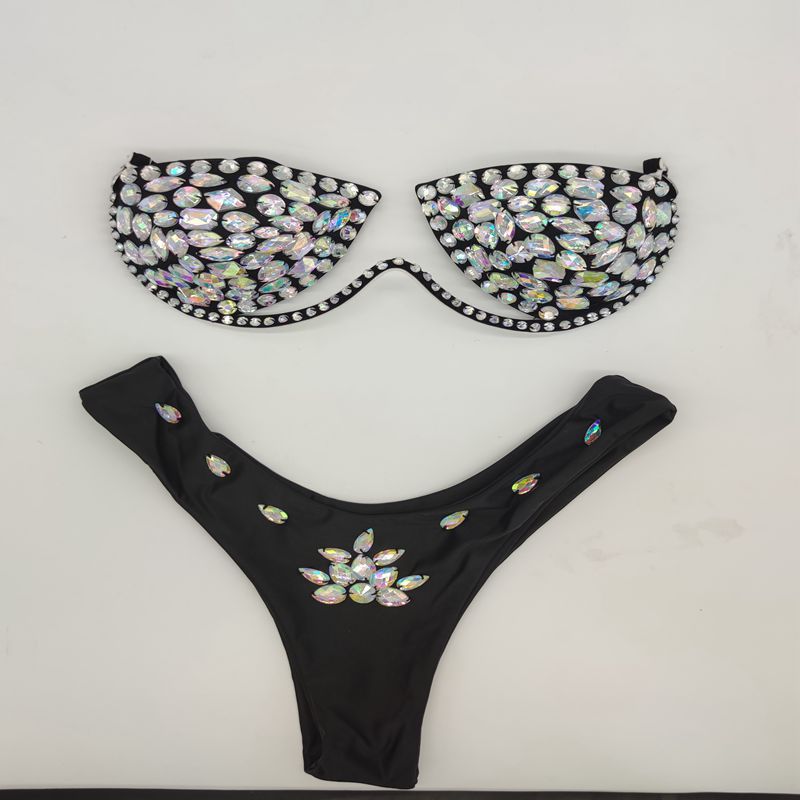 Fancy Diamond Bikini Sew Diamonds Black