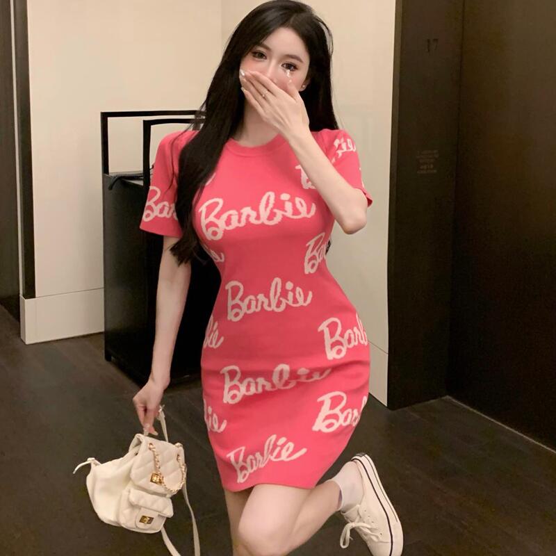 Fashion Barbie TIGHT SKIRT Dress Cute Pink Barbie Women Short Skirt Sexy Hip Wrap Dress Women's Appear Thin Short Skirt Gifts