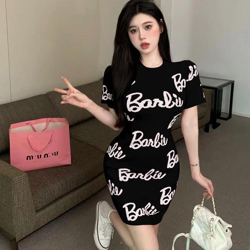 Fashion Barbie TIGHT SKIRT Dress Cute Pink Barbie Women Short Skirt Sexy Hip Wrap Dress Women's Appear Thin Short Skirt Gifts