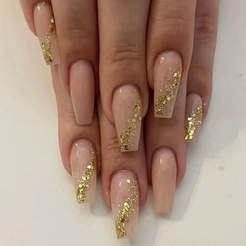 Fashion Colorful Butterfly False Nail Tips With Designs French Coffin Manicure Middle Long Ballerina Fake Nails Set Press on Nai 8