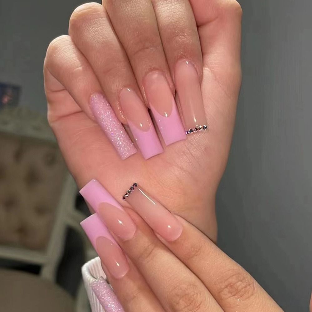 Fashion Colorful Butterfly False Nail Tips With Designs French Coffin Manicure Middle Long Ballerina Fake Nails Set Press on Nai 4
