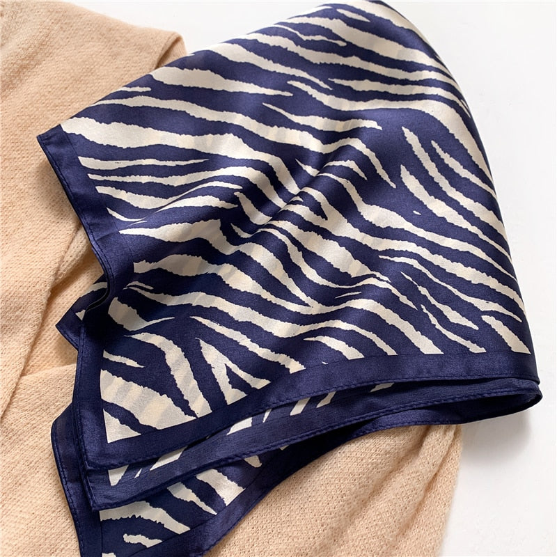 Fashion Designer Print 100% Natural Silk Square Scarves Women Hairband Neck Foulard Female Small Kerchief Bandana New 2024 FZ92-2 53cm real silk