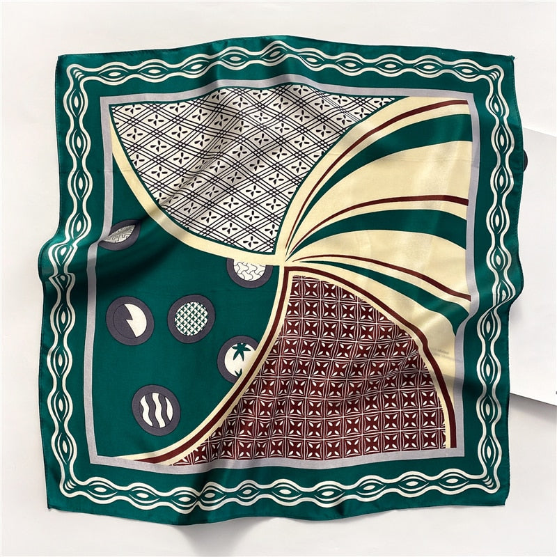 Fashion Designer Print 100% Natural Silk Square Scarves Women Hairband Neck Foulard Female Small Kerchief Bandana New 2024 FZ84-2 53cm real silk