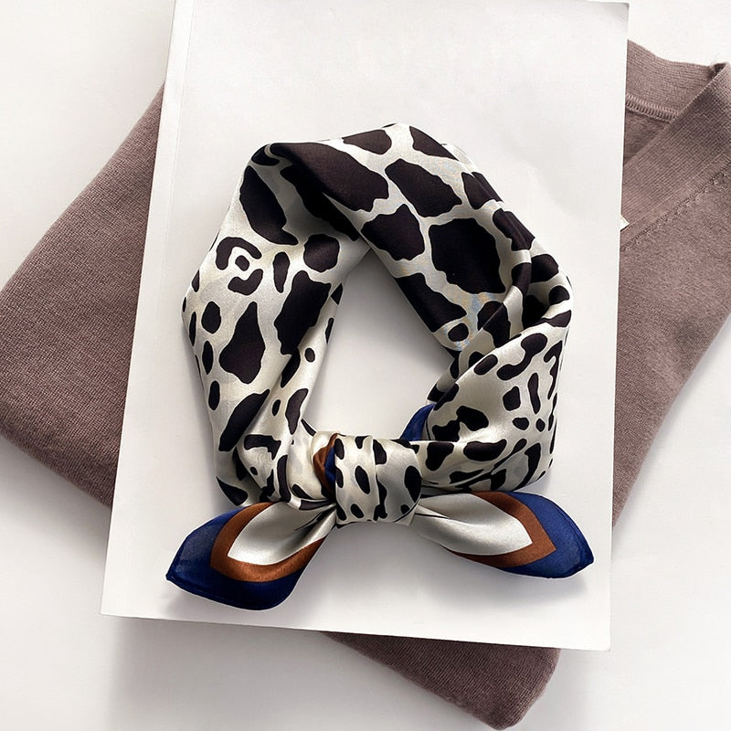 Fashion Designer Print 100% Natural Silk Square Scarves Women Hairband Neck Foulard Female Small Kerchief Bandana New 2024 FZ83-4 53cm real silk