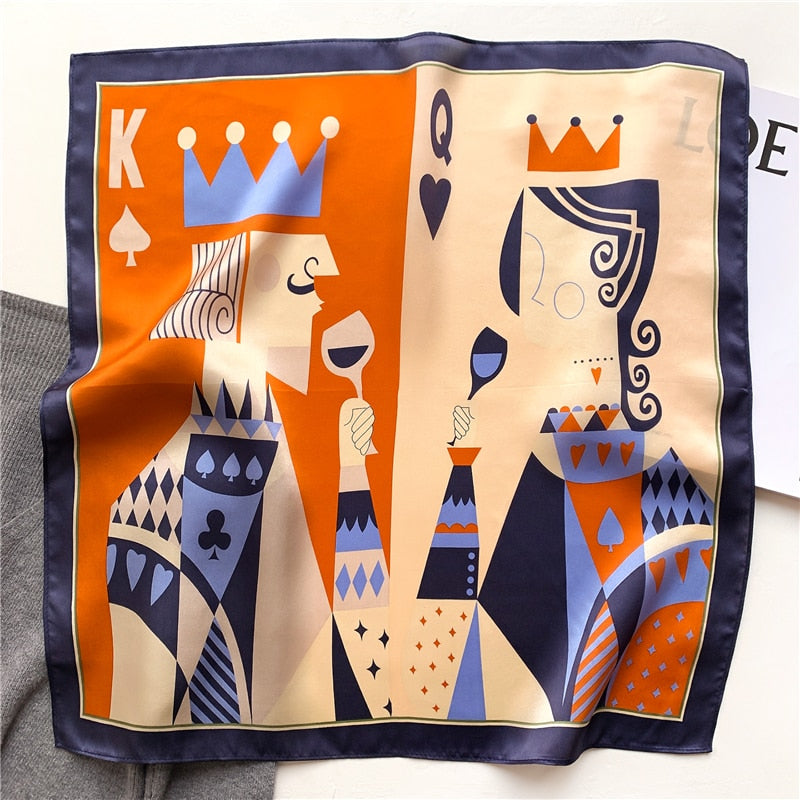 Fashion Designer Print 100% Natural Silk Square Scarves Women Hairband Neck Foulard Female Small Kerchief Bandana New 2024 FZ86-1 53cm real silk