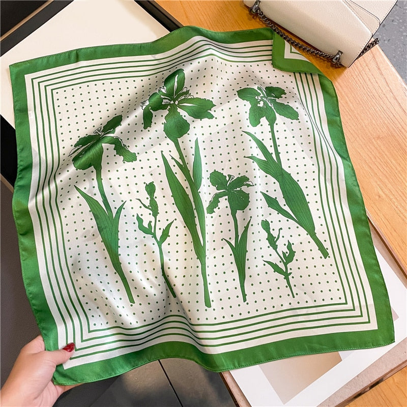 Fashion Designer Print 100% Natural Silk Square Scarves Women Hairband Neck Foulard Female Small Kerchief Bandana New 2024
