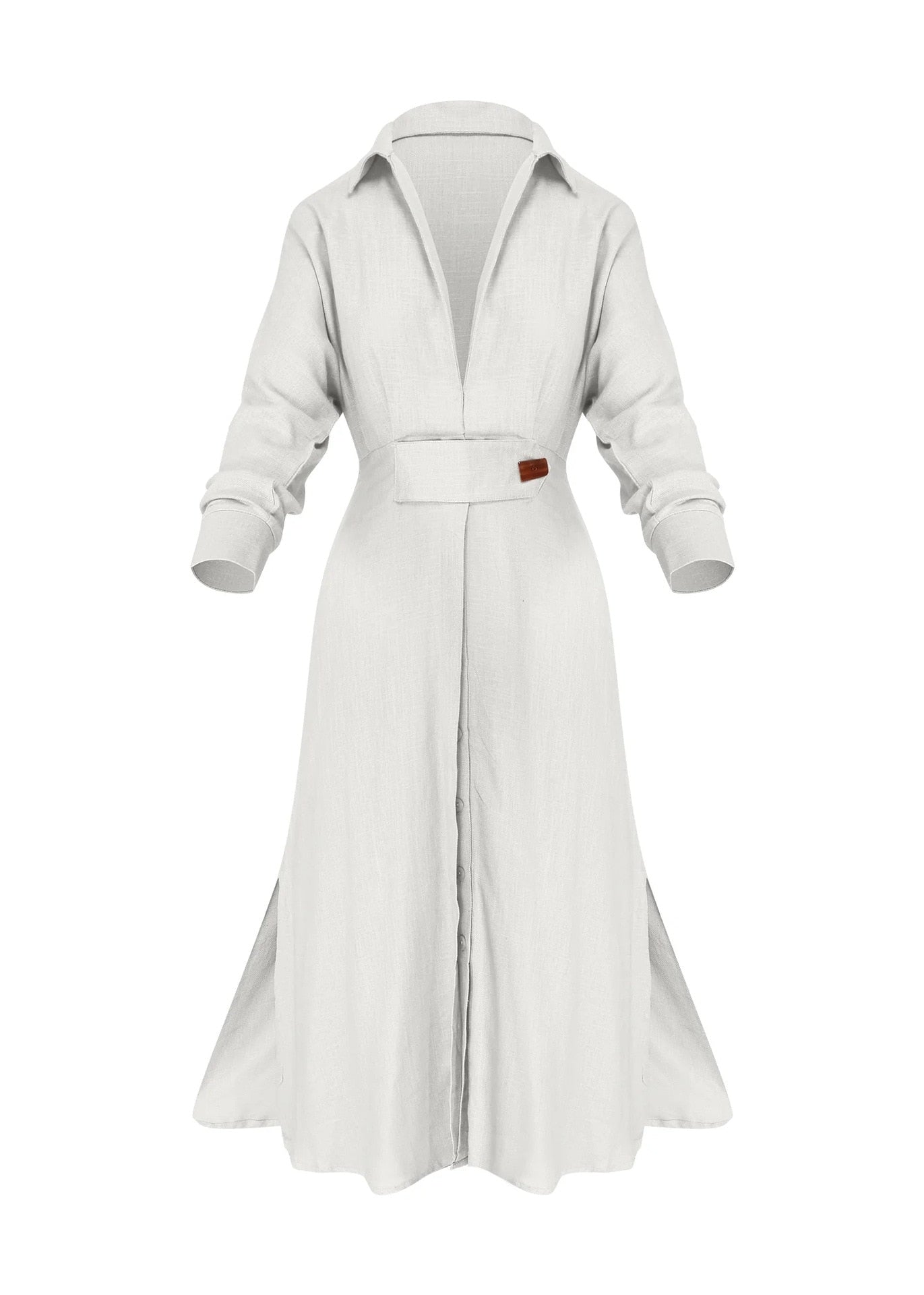 Fashion Dress for Women Luxury Elegant Solid Color Evening Dresses 2024 Party Slip Pockets Chic Promotion Long Sleeve Clothes Creamy-white