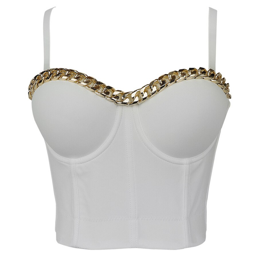 Fashion Gold-Plated Chain Corset Top Nightclub Sexy Tops Women Crop Top To Wear Out Bra Push Up Bustier Female Clothing DB1052