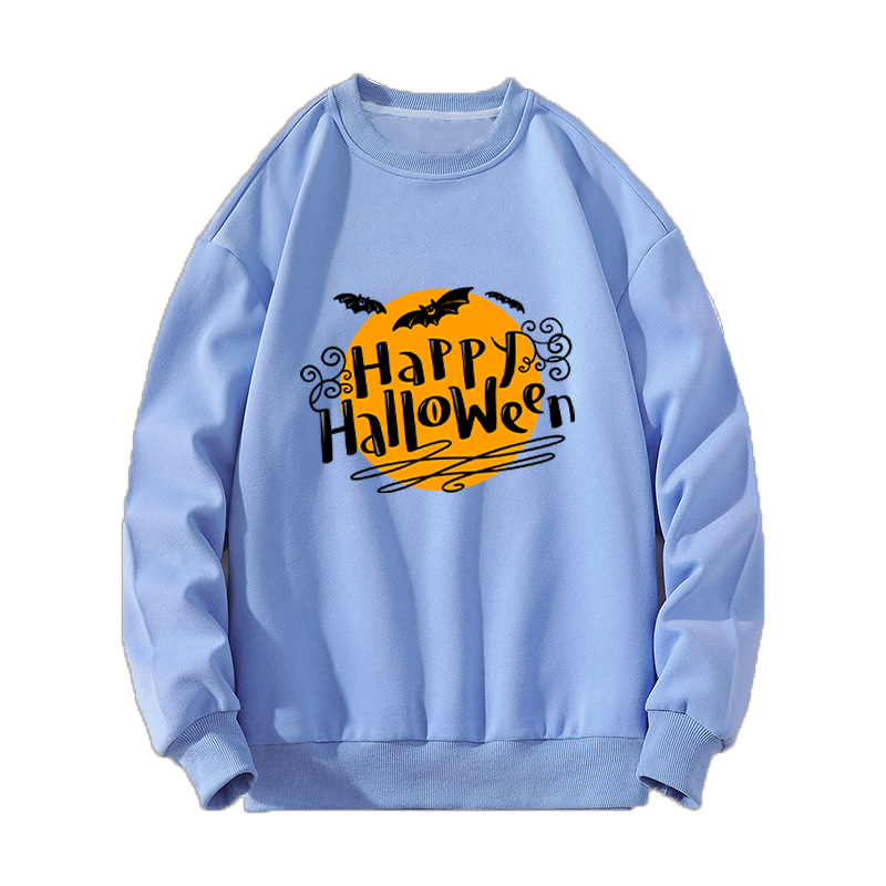 Fashion Halloween Pattern Print Crew Neck Sweater Casual Sports Outdoor Cute Long Sleeve Sweatshirt