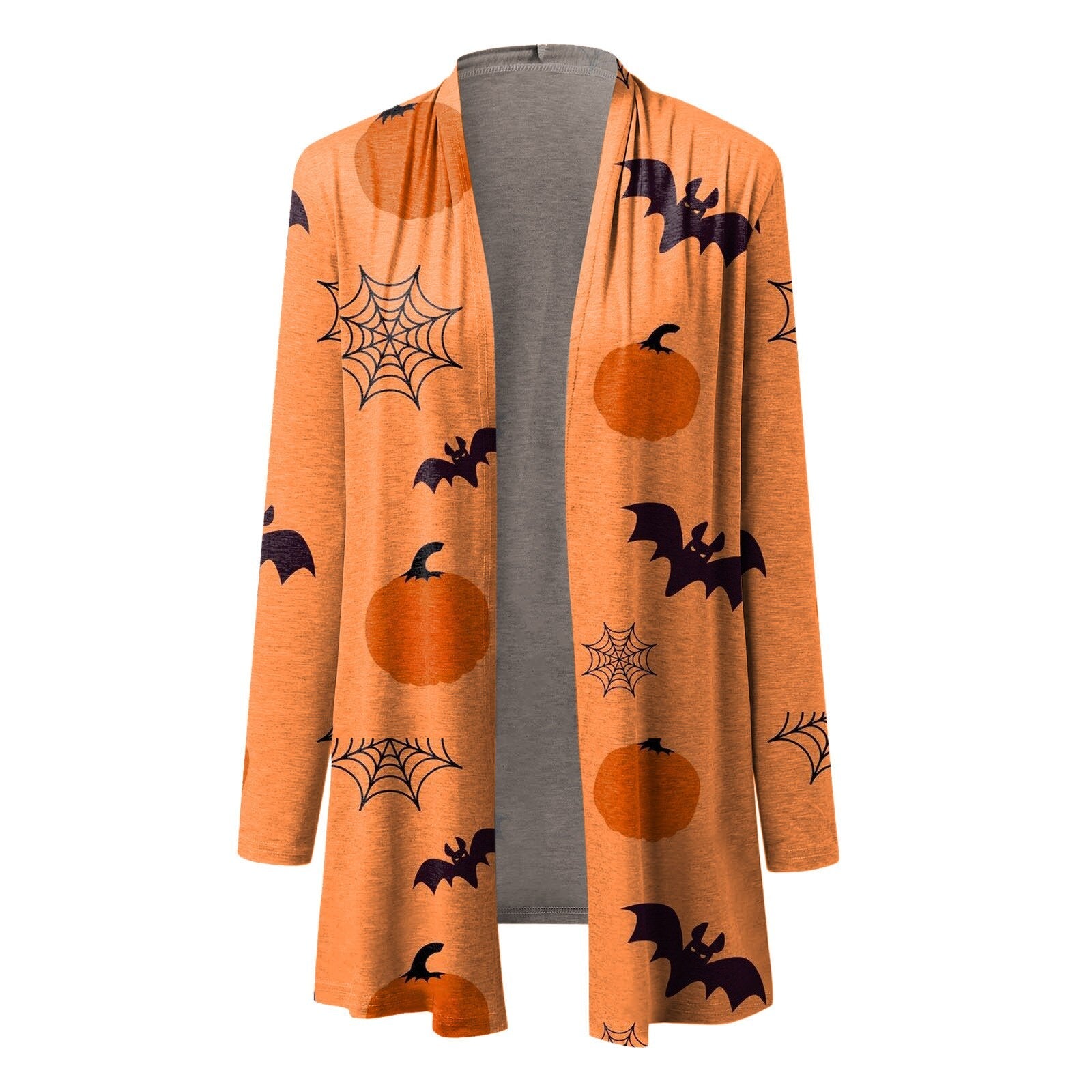 Fashion Halloween Print Cardigan Long Sleeves V-neck Button Coat Pumpkin Bat Pattern Casual Cardigans For Women Autumn Outerwear