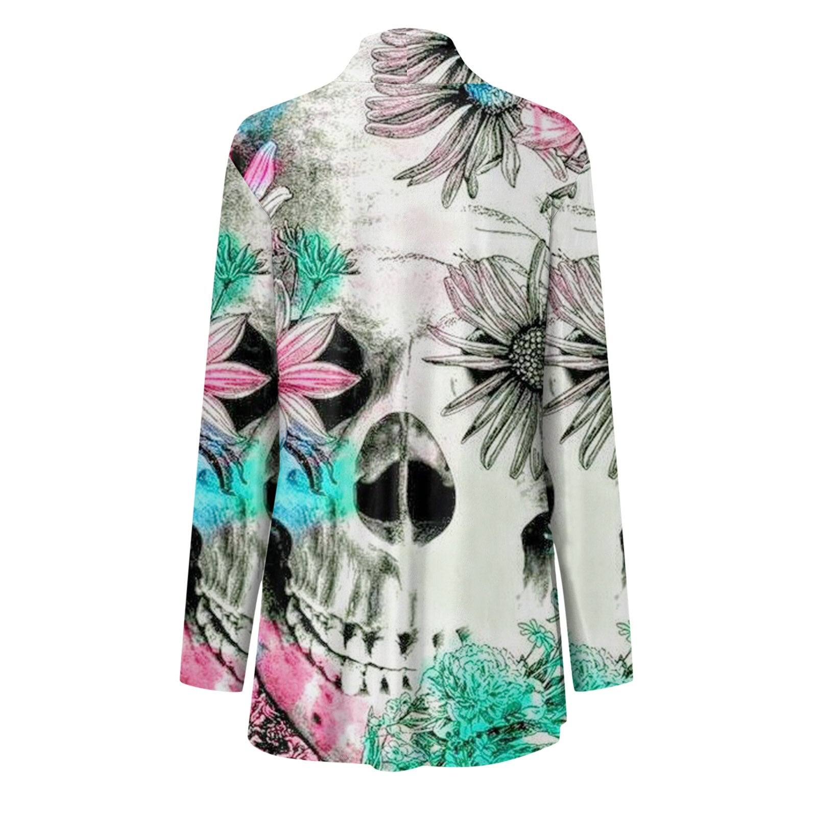 Fashion Halloween Print Cardigan Long Sleeves V-neck Button Coat Skull 3d Pattern Casual Cardigans For Women Autumn Outerwear