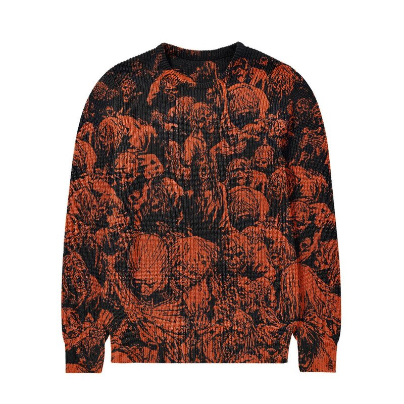 Fashion Hip Hop Streetwear Men's Sweater Autumn Winter 2022 New Coats Men Sweaters Halloween style Male Knitted Pullover Unisex 2