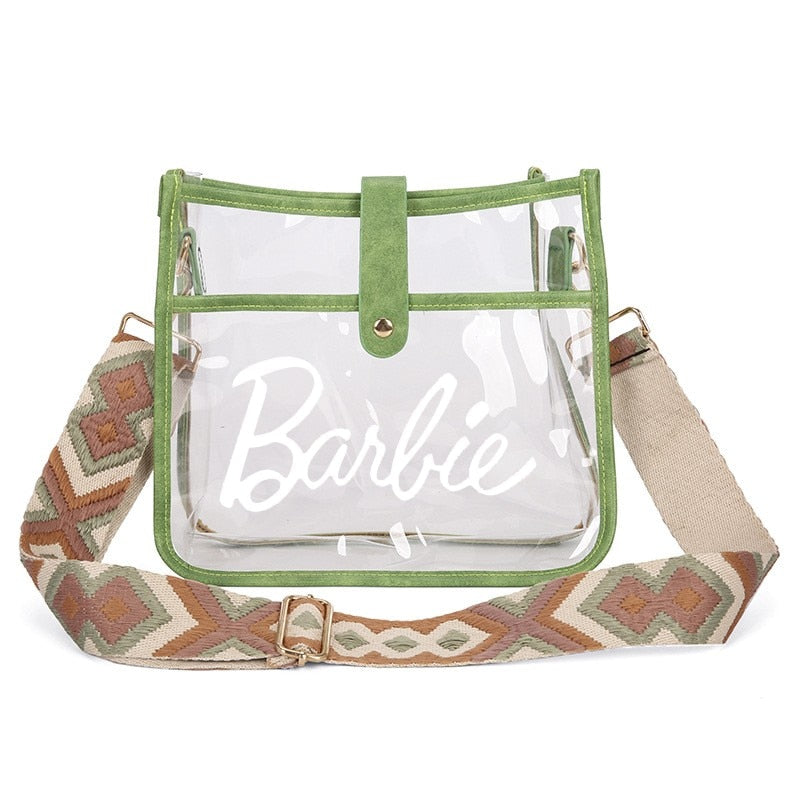 Fashion Ladies Barbie Letter Shoulder Bag Anime Kawaii Princess Female Candy Color Transparent Pvc Square Bag Women Handbag bag 8