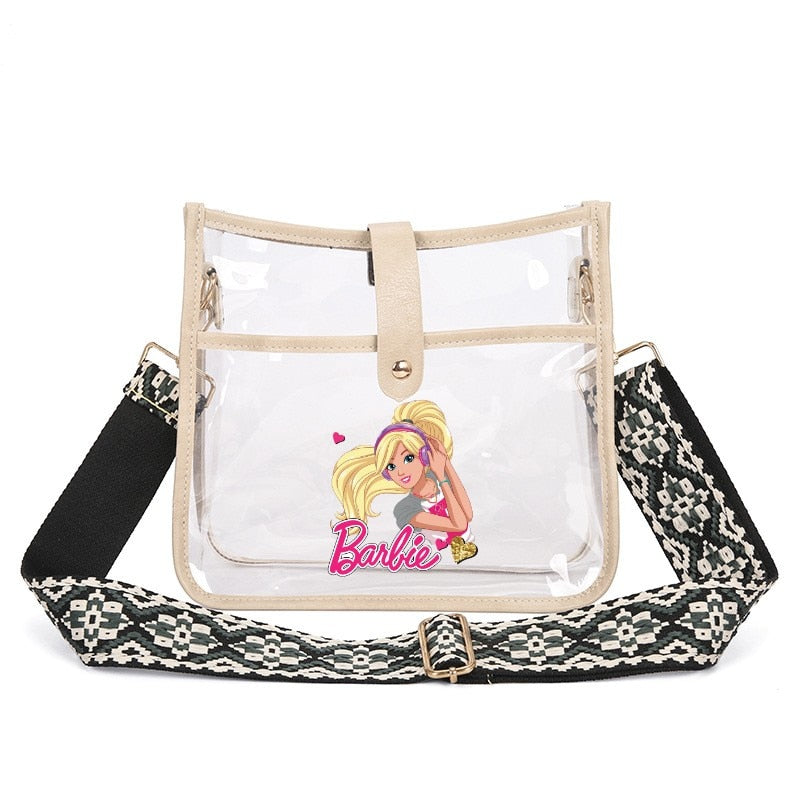 Fashion Ladies Barbie Letter Shoulder Bag Anime Kawaii Princess Female Candy Color Transparent Pvc Square Bag Women Handbag bag 22