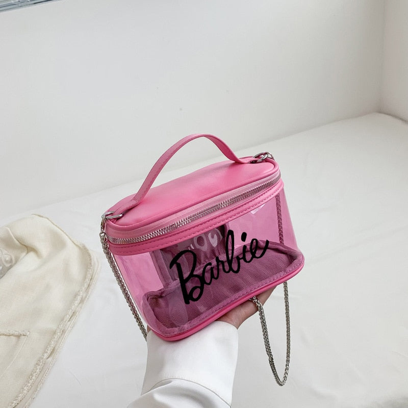 Fashion Ladies Barbie Letter Transparent Jelly Bag Anime Princess Girls Summer Niche Suitcase Shoulder Messenger Cosmetic Bags 2