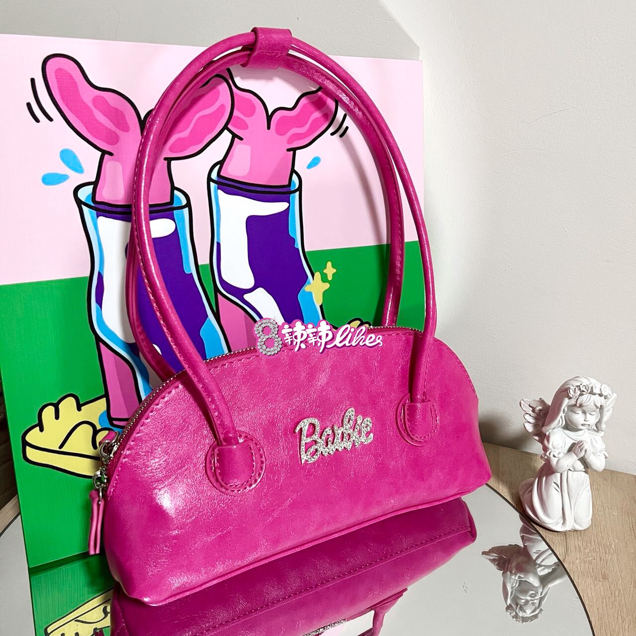 Fashion Ladies Barbie Rose Pink Handbag Y2K Girls Harajuku Ins Diamond Letters Messenger Tote Bag Female Shopping Pouch Gifts Default Title