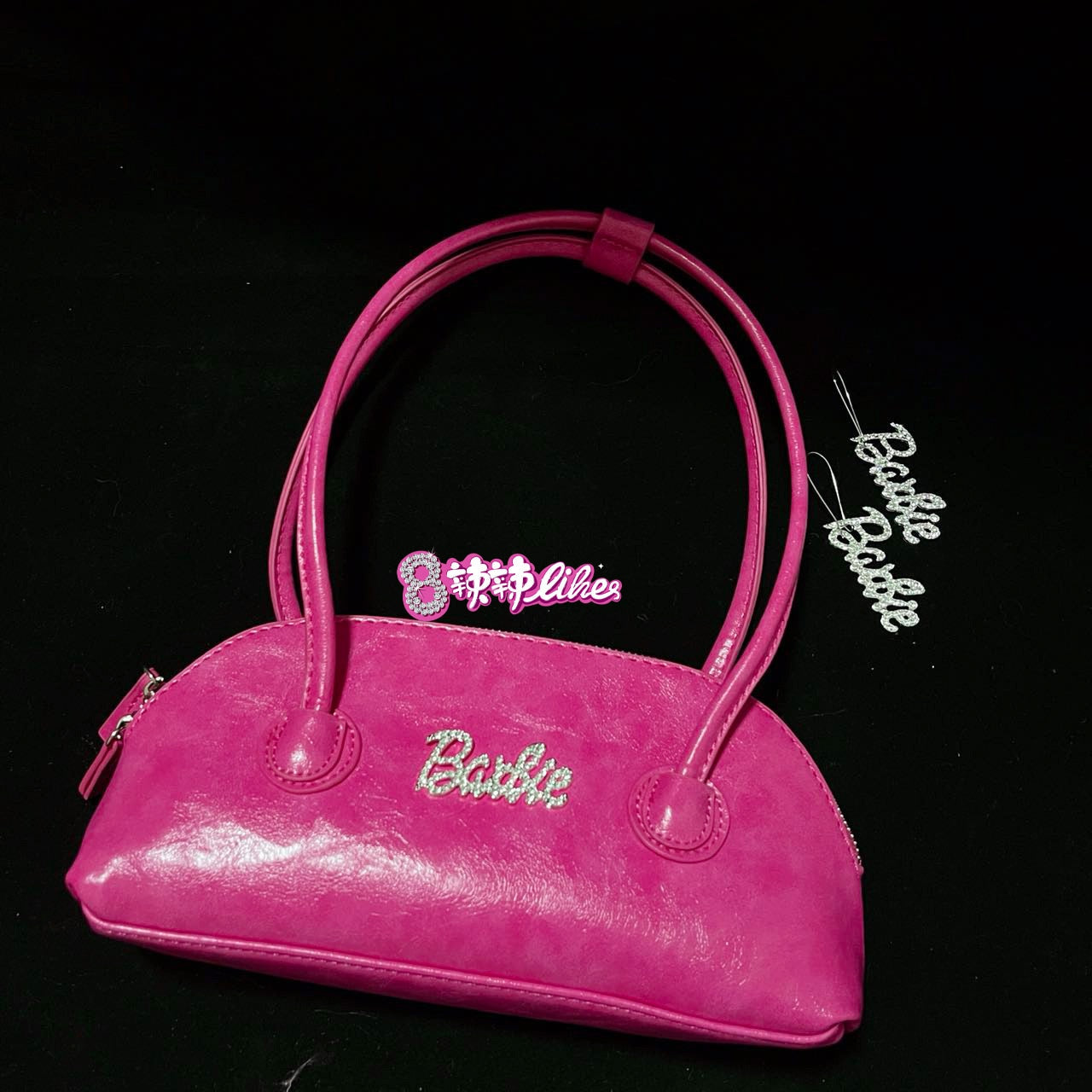 Fashion Ladies Barbie Rose Pink Handbag Y2K Girls Harajuku Ins Diamond Letters Messenger Tote Bag Female Shopping Pouch Gifts