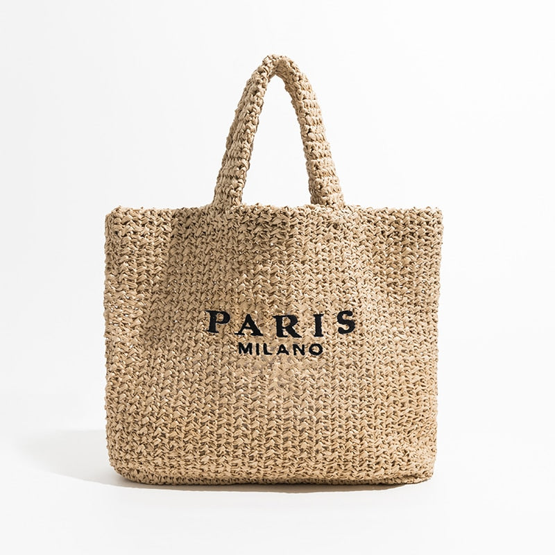 Fashion Large Capacity Straw Tote Bag Designer Letters Women Handbags Handamde Woven Summer Beach Bag Casual Bali Big Purse 2024 Khaki