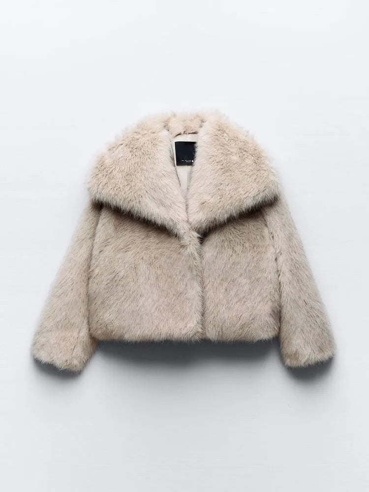 Fashion Luxury Fluffy Faux Fur Women Jacket Winter Long Sleeve Shaggy Overcoats Thick Warm Fox Fur Coat Female Street Outerwear