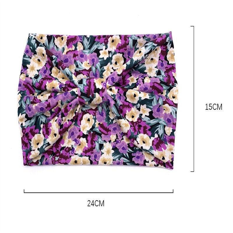 Fashion Print Knoted Elastic Yoga Sport Casual Headbands Hair Accessories for Women Boho Stretch Turban Head Wrap Wide Hairband