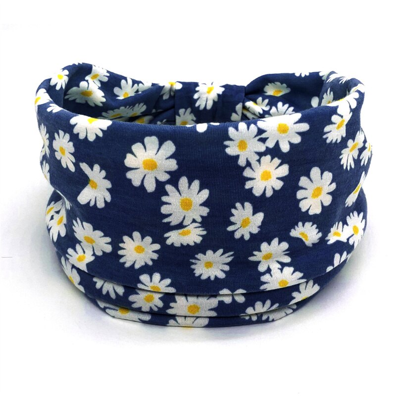 Fashion Print Knoted Elastic Yoga Sport Casual Headbands Hair Accessories for Women Boho Stretch Turban Head Wrap Wide Hairband