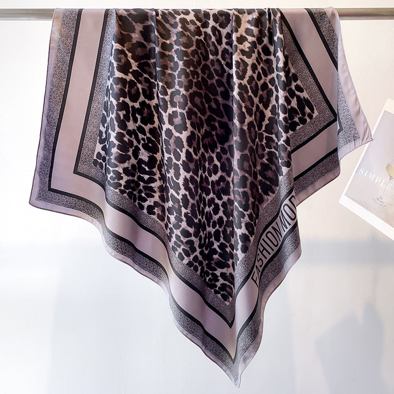 Fashion Print Printing Twill Silk Square Scarf for Women Hijab Muslim Headband Bandana Summer Shawl Beach Stoles Echarpe 2024 FN126-2