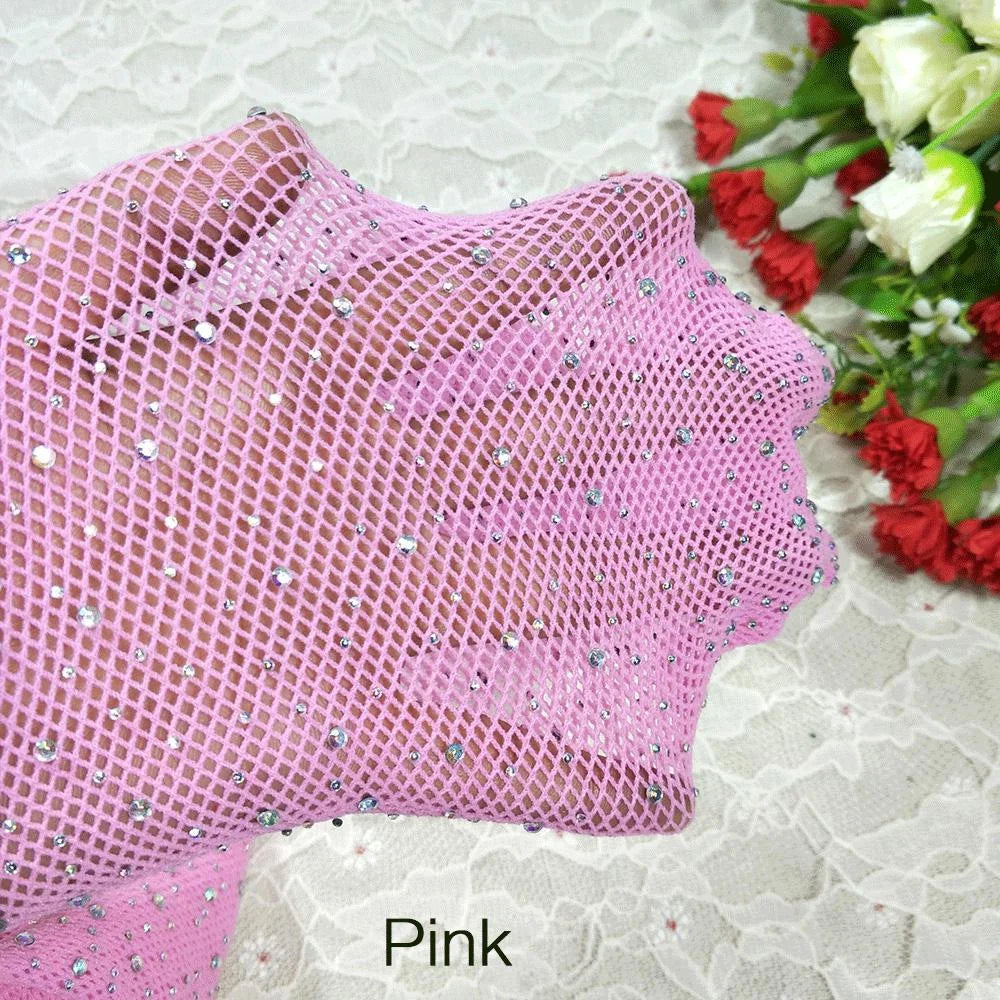 Fashion Shiny Fishnet Tights Pantyhose Glitter Small Mesh Thin Pantyhose Women Pink One Size