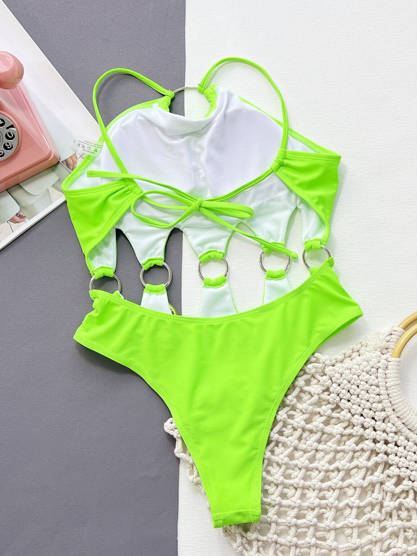 Fashion Solid Color Monokini Sexy Split Swimwear - One-piece Hollow Out Backless Swimsuit Beach Style Bathing Suit